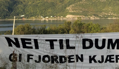 Protest banner in Repparfjord